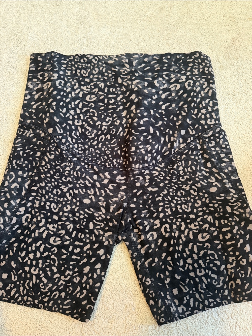 Lorna Jane Maternity Black Leopard Print Bike Shorts